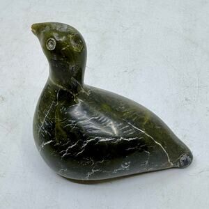 Inuit Handmade Serpentine Bird Sculpture by Jacobee Akpalialuk